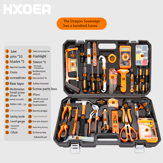 Tool Box Set Collection - Full Set of Multi-Function Combination for Home and Car Maintenance