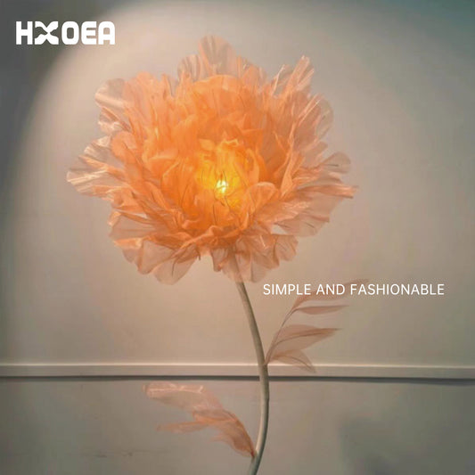 Silk organza opening and closing flower handmade floor ornaments lamp gradient fabric bedroom poppy flower