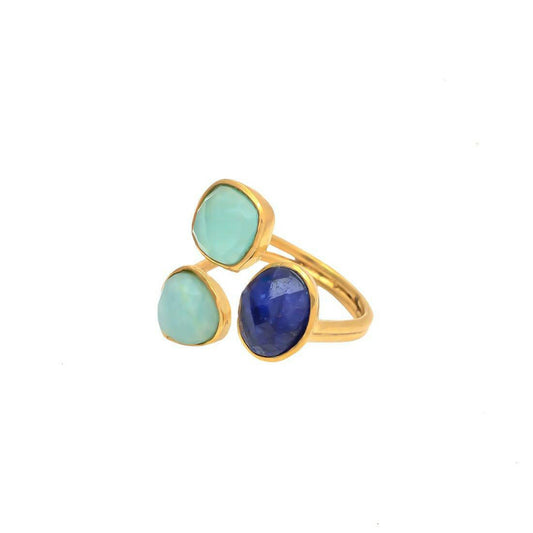 Anillo Alma Azul, Amazonita y Aguamarina