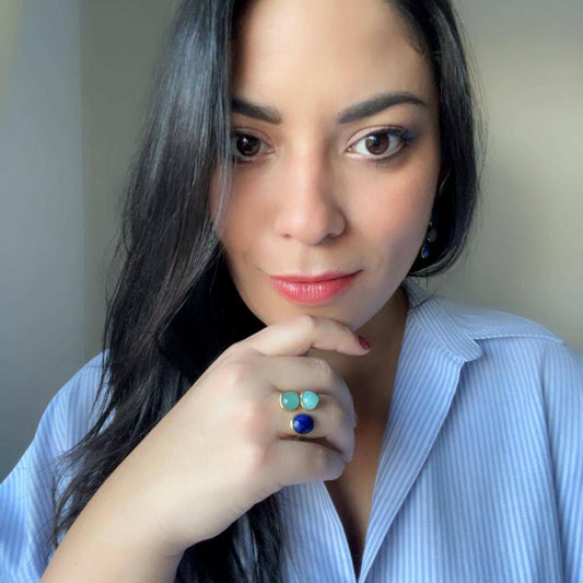 Anillo Alma Azul, Amazonita y Aguamarina