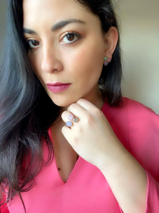 Anillo Alma Lila, Rosa y Labradorita
